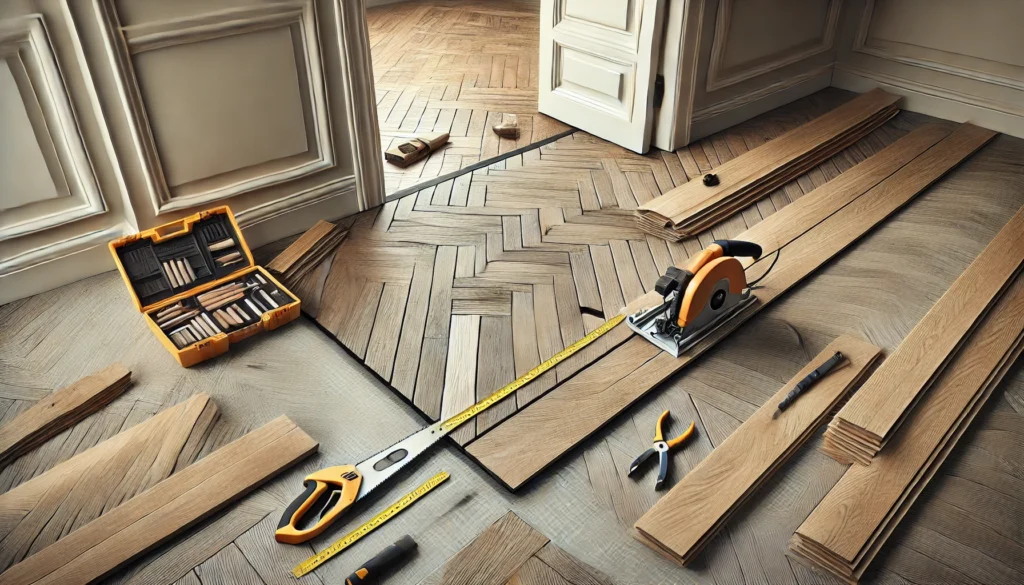 How to Handle Difficult Areas When Laying Herringbone Laminate Flooring?