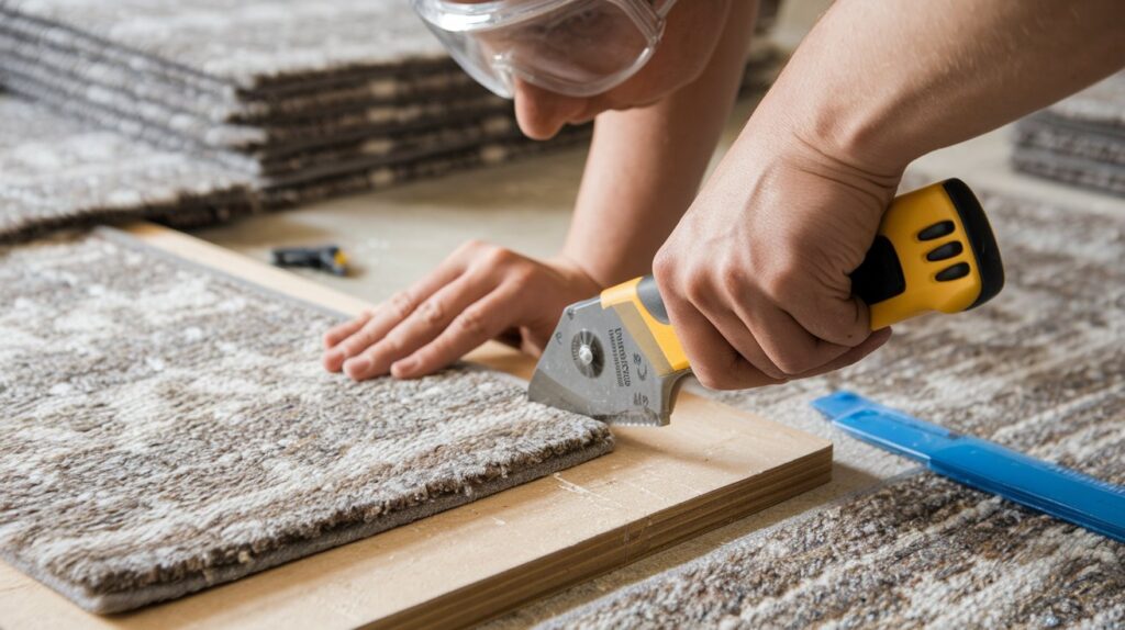 Cut Carpet Tiles Around Obstacles