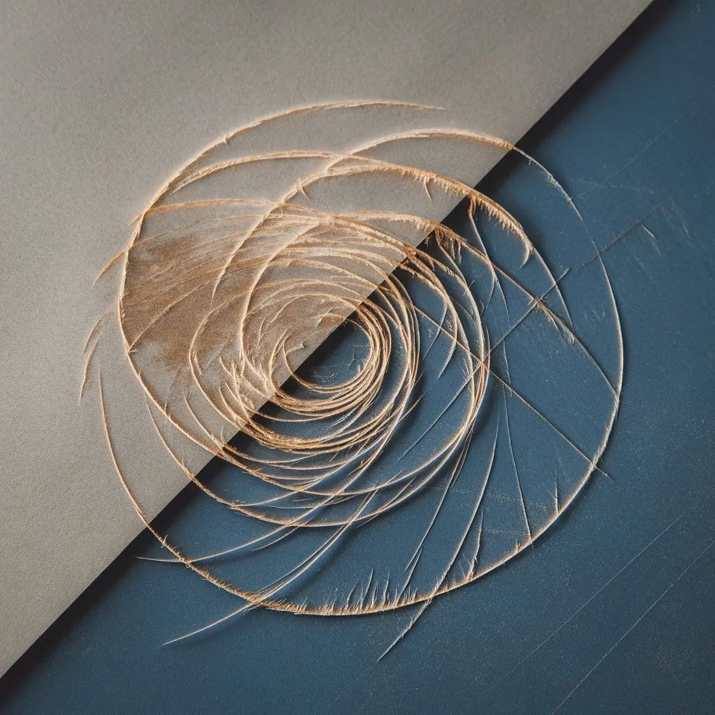 Close-up of curved scratch marks on smooth flooring surface