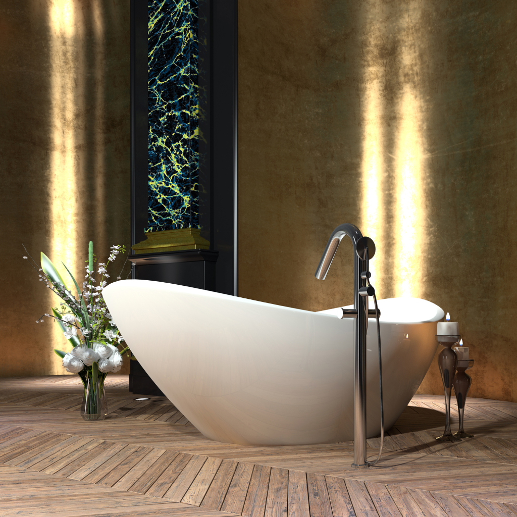 herringbone bathroom floor