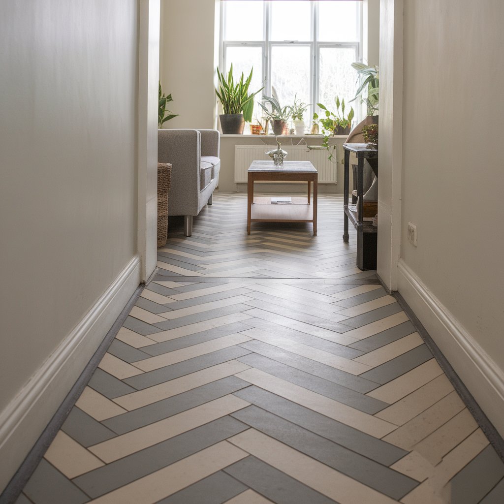 Herringbone vinyl floor care